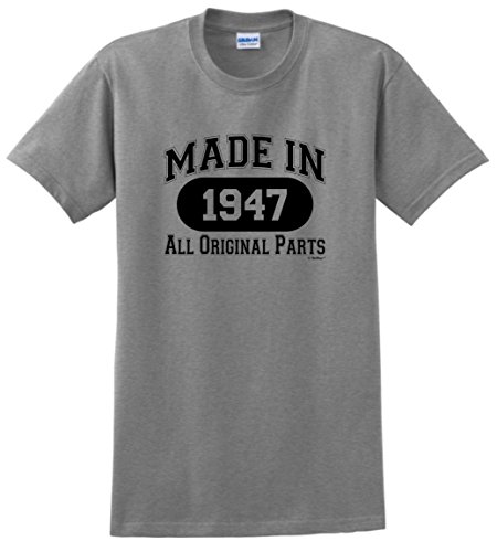 70th Birthday Gift Made 1947 All Original Parts T-Shirt XL Sport Grey