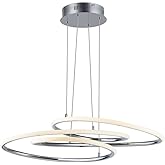 ET2 E24132-PC Coaster Twisted Silicon LED Pendant Ceiling Lighting, 1-Light 40 Watt, 4" H x 20" W x 20" L, Polished Chrome