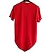 ONTTNO Mens Short Sleeve Hipster Hip Hop Basic Curved Hem Red Zipper T Shirt