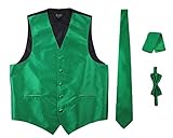 Amanti - Men's 4pc Set Solid Tuxedo Vest Vest / Tie / Hanky / Bow Tie