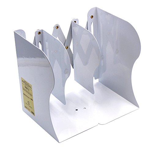 Md Trade Bookends Metal Iron Adjustable Books Holder Stand Desk Heavy Duty Nonskid Bookend, White - Thumbnail 6