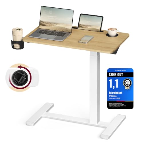 VASAGLE Beistelltisch mit Rollen, mobiler Stehtisch, 70 x 40 cm