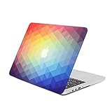 Unik Case Ultra Slim Light Weight Matte Rubberized Hard Cover for Macbook Pro 13-inch with Retina Display Models A1425 and A1502 - Rainbow Gradient Ombre Triangular