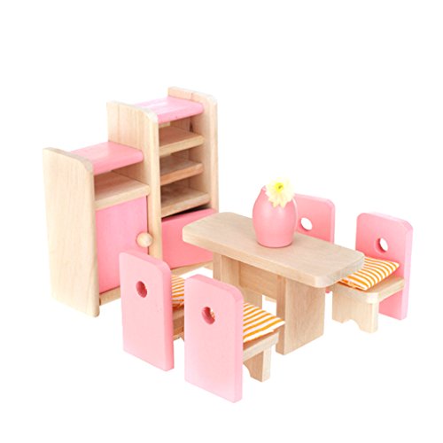 Generic Hölzernes Puppenhaus Möbel Miniatur Holz Spielset für Kinder Kinderspiel Spielzeug von TheBigThumb