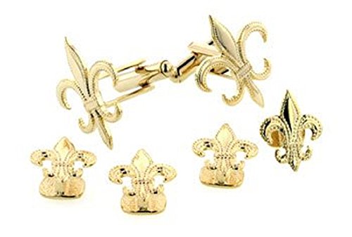 JJ Weston Fleur de Lis Tuxedo Cufflinks and Shirt Studs. Made in the USA.