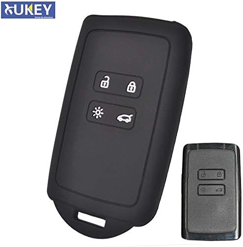 Key Rings for Renault Koleos Kadjar Megane Talisman Captur Espace Clio Key Ring Chain Fob Shell 2016-2019 4 Button Silicone Key Case Cover
