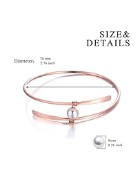 Pulsera de alambre de oro rosa de 18 quilates de plata de ley con perlas de agua dulce para boda o aniversario, regalo para mujeres