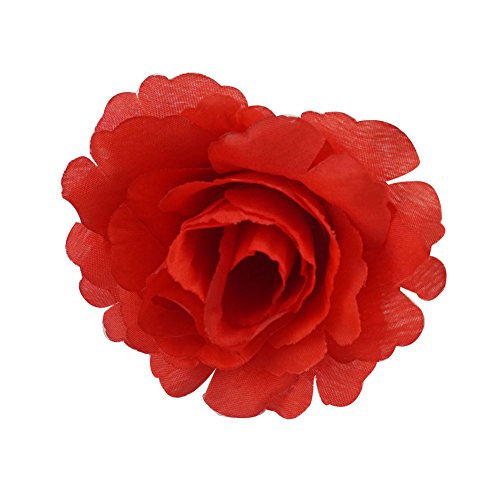 50pcs Colorfulife Artificial Silk 3.5" Peony Rose Flower Head for Wedding Home Party Decoration Hair Clip Wreath Decorative (Red)