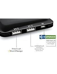 Mogix Cargador de batería externa para teléfono 10400 mAh, mejor banco para carga rápida 2 puertos USB (negro)