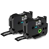Buyalot Compatible Label Tape Replacement for Brother Ptouch Label Maker Tape, TZe-355 24mm 1 Inch Standard Laminated White on Black Compatible with Brother Ptouch PTD600 PTP700 PT2300, 2-Pack