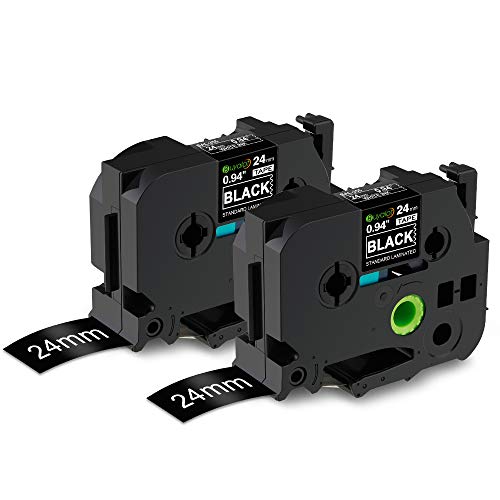 Buyalot Compatible Label Tape Replacement for Brother Ptouch Label Maker Tape, TZe-355 24mm 1 Inch Standard Laminated White on Black Compatible with Brother Ptouch PTD600 PTP700 PT2300, 2-Pack