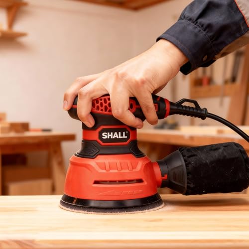 SHALL 350W eccentric sanders, with 30 sanding sheets, 6 speeds, 125 mm hand tool, dust extraction function, suitable for sanding, polishing and woodworking.