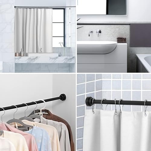 Extendable Shower Rod Curtain Rod Without Drill for Bathroom Bedroom Wardrobe White 85-160CM Φ25mm