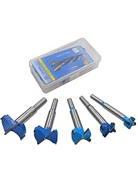 DerBlue Juego de 5 brocas para perforar perforaciones profesionales de madera, cortador de madera con agujero de perforación, taladro de madera de aleación de acero, herramientas de corte giratorio de 15 a 1.378 in