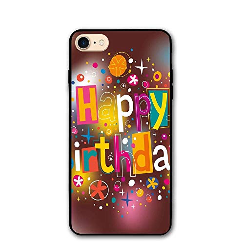 Haixia iPhone 7/8 Phone Shell 4.7 inch Birthday Decorations Colorful Fun Graphic Lettering Stars Dots Daisies Blur Background