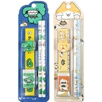 Amazon.com : TNB Cute Nyangnyang & Bubuco Character Pencil Set, 4 ...