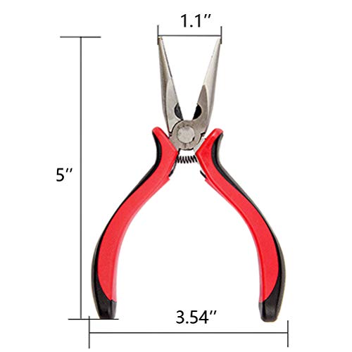 2Pcs Long Nose Pliers with Wire Side Cutter 5Inch Needle Nose Pliers