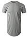URBANCREWS Mens Hipster Hip Hop Basic Longline Crewneck T-Shirt w/Zipper Trim