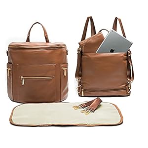 miss fong Diaper Bag Backpack Baby Diaper Bag, Large Leather Diaper Bag Backpack with 16 Pockets Diaper Bag Organizer…