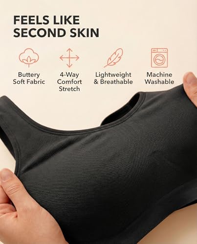SHAPERMINT Wireless Bras for Women - Full Support Seamless Bralette, Compression Sports Bra, Wirefree Bra
