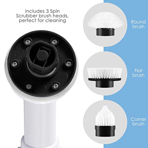 Electric Spin Scrubber, 360 Cordless Rechargeable Tub and Tile Scrubber with 3 Replaceable Cleaning Brush Heads, Extension Handle and Adapter for Bathroom, Kitchen, Floor - Thumbnail 2