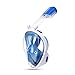 Kirecoo 180°Anti-Fog Anti-Leak Full Face Snorkel Mask with Panoramic Large View with Movable Mount for Adults Youth (Blue, L/XL)