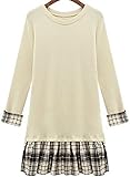 QZUnique Women's Plus Size Pullover Sweater Dress with Plaid Ruffled Skirt Hem