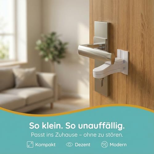 Seguridad para puerta infantil [2 unidades] – Seguridad infantil para puertas y puertas interiores – Seguridad infantil para puerta sin necesidad de taladrar, fusible para picaporte y cerradura de