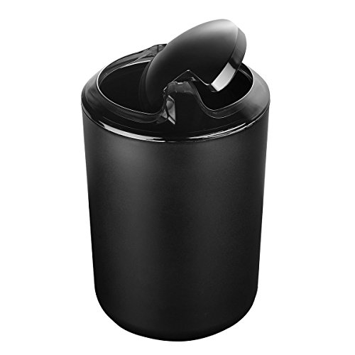 Zuvo 6 Pcs Plastic Bathroom Accessory Set Luxury Bath Accessories Bath Set Lotion Bottles, Toothbrush Holder, Tooth Mug, Soap Dish, Toilet Brush, Trash Can, Rubbish Bin (Black)