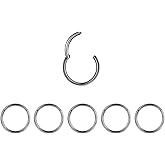 5Pcs 16G 18G Surgical Steel Nose Rings Hoop Tragus Septum Cartilage Hoop Earrings For Women Men Body Piercing Jewelry Kit Bar Length 6mm/8mm/10mm/12mm/14mm