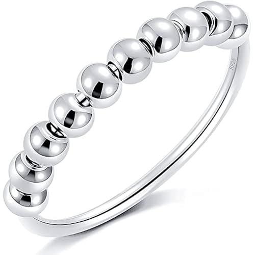 XIAOLIU 925 Sterling Silver Anti Anxiety Ring for Women Men