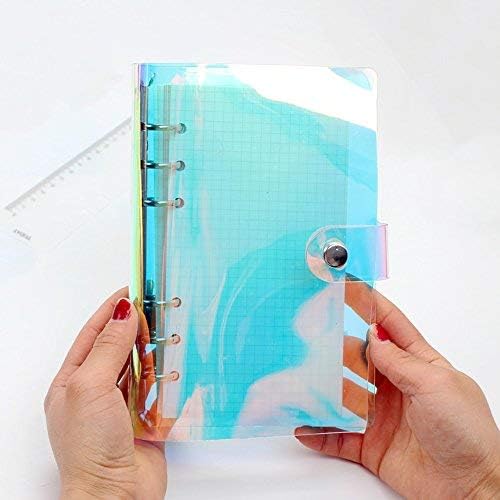 Standard 6-Ring Rainbow Clear Soft PVC Notebook Cover Protector Round Ring Binder Loose Leaf Folde for Ring-Bound Planner Page (Inner Paper Not Included) (A6 Cover)