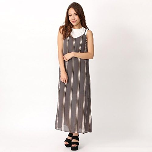 Amazon セシルマクビー Cecil Mcbee ストライプキャミワンピ 11グレー M ワンピース チュニック 通販