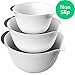 Vremi 3 Piece Plastic Mixing Bowl Set - Nesting Mixing Bowls with Rubber Grip Handles Easy Pour Spout and Non Slip Bottom - Three Sizes Small Large Capacity for Kitchen Baking Salad - White and Black