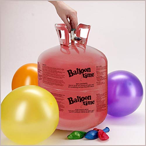Helium Tank with 50 Balloons and White Ribbon + 12 Gold Balloon Weights