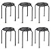 COSTWAY Stackable Daisy Design Metal Stool Backless Round Top Kitchen Home, Garden & Living(6-Pack) (Black)