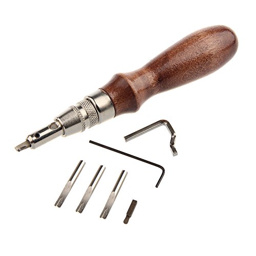 Gimiton 7 in 1 Leathercraft Stitching Groover Creasing Edge Beveler + Sturdy Leather Cutting Tool Deluxe Stainless Adjustable Swivel Knife (Leather Craft Tool/Swivel Knife)