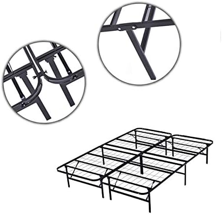 JURMERRY Platform Bed Frame, Metal Beds 14 Inch Box Spring Replacement Mattress Foundation Heavy Duty Steel Slat Black Full