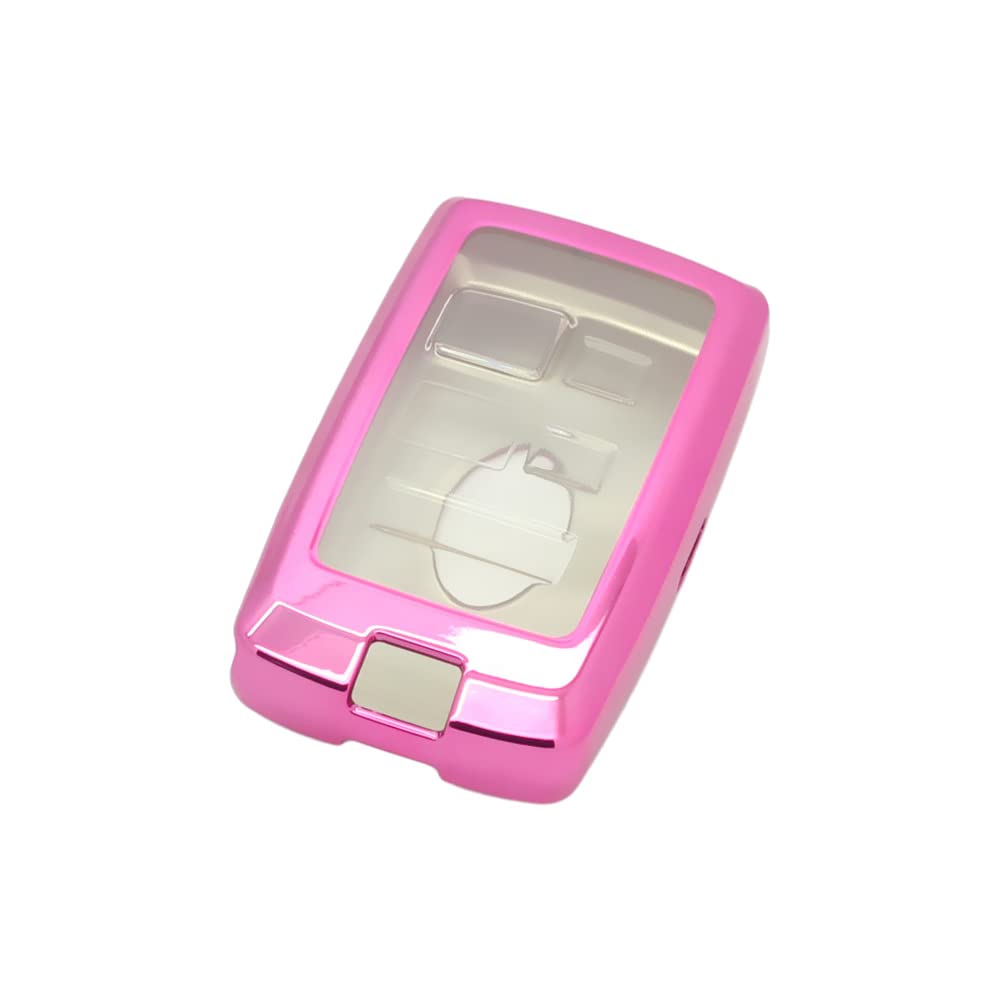 BROVACS Soft TPU Case Shell Cover Protector Holder Compatible with LAND ROVER Range Rover Discovery 5 JAGUAR Smart Remote Key Fob 5 Button SV9700 Pink