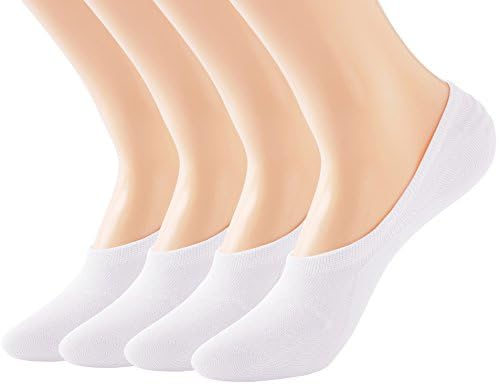 Women No Show liner Socks Middle Profile Loafer Low Cut Cotton Running Socks Non Slip Flat Boat Line 5 8 Pack of 4
