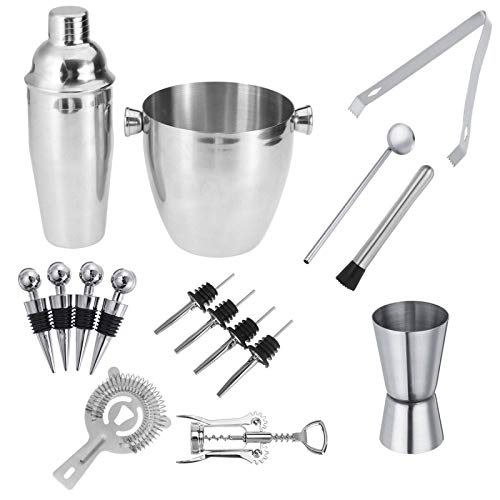 PN-Braes Cocktail-Shaker-Set, 16-teilig, Bar-Set, Edelstahl, Mixer, Barkeeper, Werkzeug-Set für Bar-Werkzeuge – Bild 3