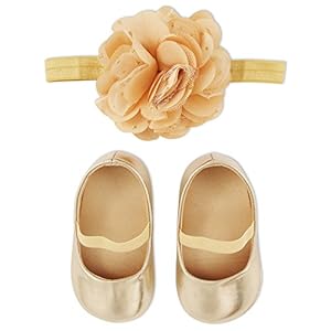 Rising Star Baby Girls Headband with Attached Tulle Flower and Shoes Gift Set