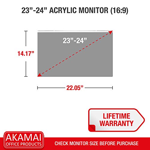 Akamai 23-24 Inch Acrylic Removable Monitor Privacy Screen - LCD Blackout Security Filter - Desktop Computer Protector (23 inch - 24 inch Diagonally Measured, Removable Acrylic) - Thumbnail 6