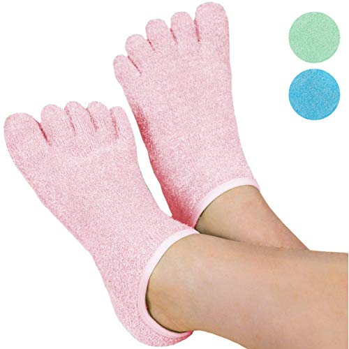 LE EMILIE 5 Toe Moisturizing Gel Socks | Perfect for Healing Dry Cracked Heels and Feet | Infused with an Aromatherapy Blend of Lavender and Jojoba Oil | 1 Pair, Pink