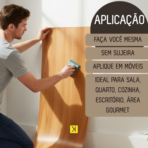 Papel de Parede Adesivo Vinílico Madeira Lavável Autoadesivo 5m x 45cm Estilo Contemporâneo (Carvalho)