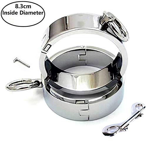 Silver Metal Wrist Ankle Cuff -Davidsource Chrome Plated Stainless Steel Bracelet Wrist Anklet Cuff A Pair of Restraint Gear for Unisex Bondage Play Adult Sex Toys (XL)