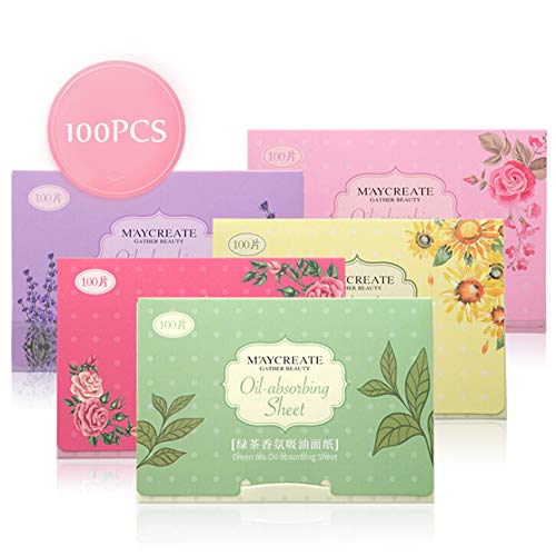 Yiitay 100Pcs Oil Absorbing Tissues Face Oil Blotting Paper for Oily Skin Care or Make Up Natural Blotting Paper for Face - Oil Blotting Sheets for Oily Facial Skin, Acne Prone Skin Daily Use