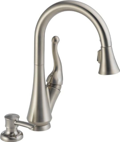 Delta Faucet Talbott Pull Down Kitchen Faucet Brushed Nickel, Kitchen Faucets with Pull Down Sprayer, Kitchen Sink Faucet, Faucet for Kitchen Sink, Soap Dispenser, Stainless 16968-SSSD-DST