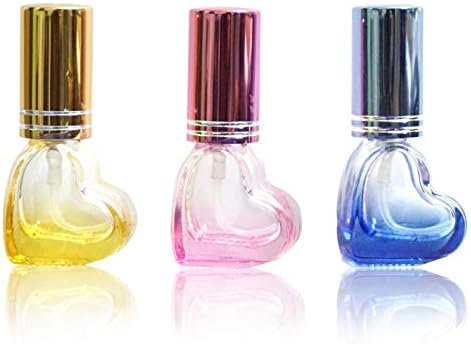 Atomizer 3 Color Set Perfume Atomizer (with Funnel and Nozzle) Heart Shaped Thick Glass Atomizer Spray Refill Container Travel Atomizer 5ml