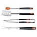 BBQ Grill Tools Set with 4-Piece Barbecue Accessories by KANGORA – Premium Heavy Duty Stainless Steel Starter Grilling Utensils Tool Kit – Spatula, Tongs, Fork, and Basting Brush (4 Piece Set)